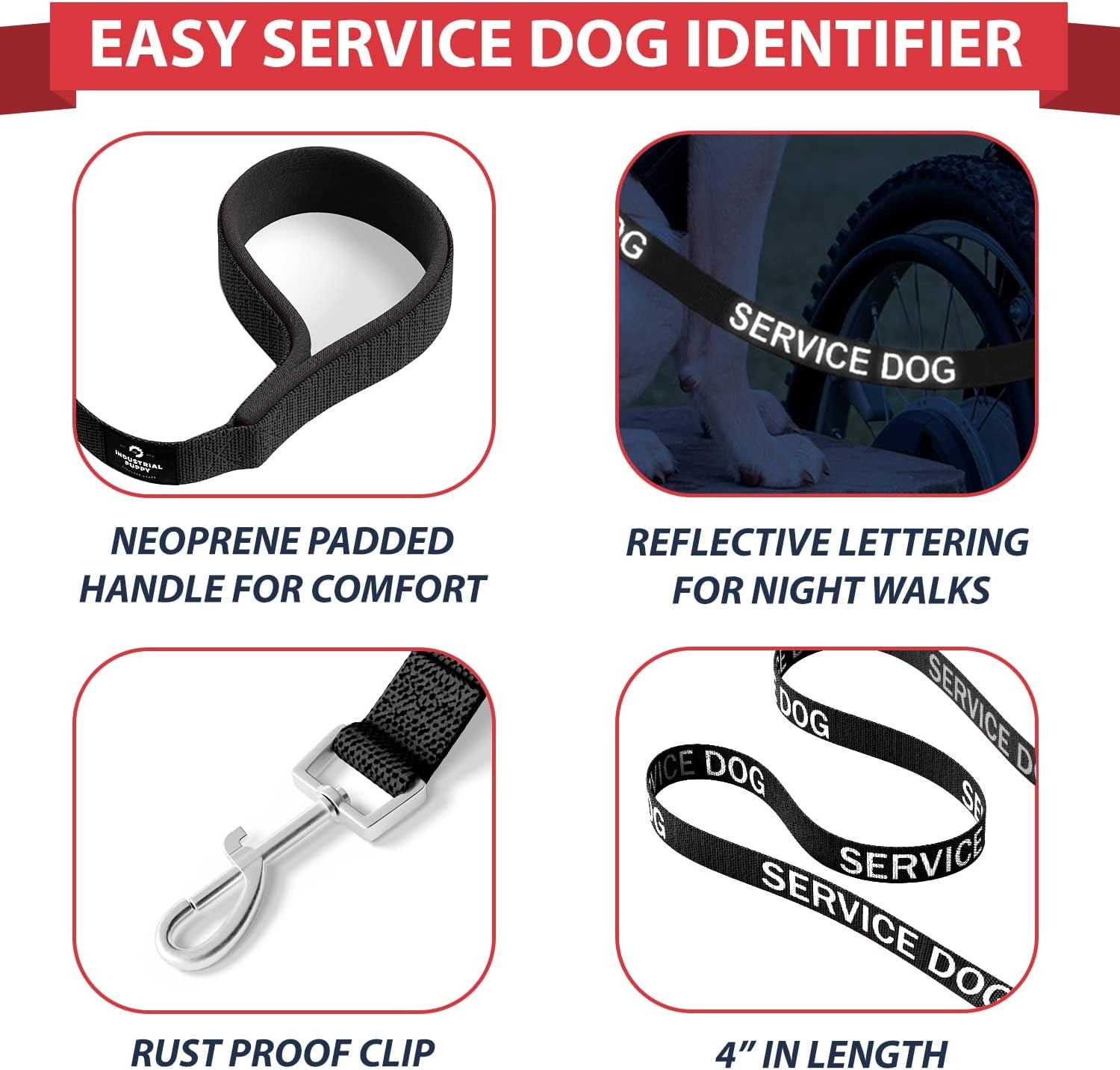 Professional Service Dog Vest and Leash Set with Adjustable Hook and Loop Straps - Available in Sizes XXS to XXL - Features Reflective Patch and Breathable Mesh Design