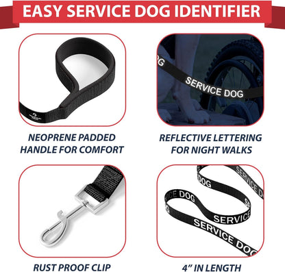 Professional Service Dog Vest and Leash Set with Adjustable Hook and Loop Straps - Available in Sizes XXS to XXL - Features Reflective Patch and Breathable Mesh Design