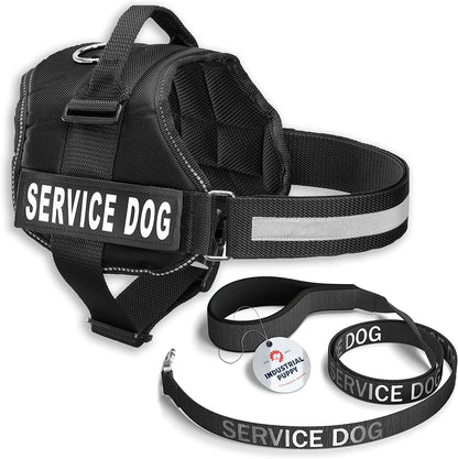 Professional Service Dog Vest and Leash Set with Adjustable Hook and Loop Straps - Available in Sizes XXS to XXL - Features Reflective Patch and Breathable Mesh Design